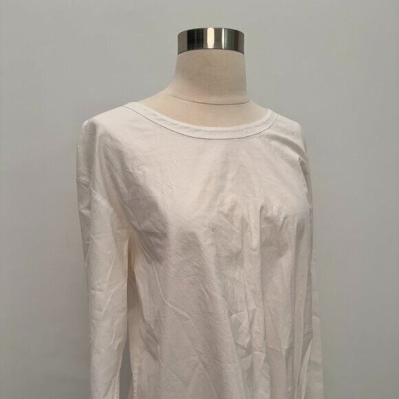 Theory Serah Long Sleeve Knotted Hem Top White, Size Large - Picture 2 of 6